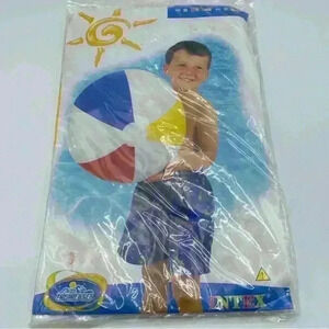 Vintage 2002 Intex The Wet Set 20" Inflatable Beach Ball, Blue Green Yellow